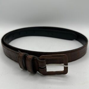 Brown crocodile print belt